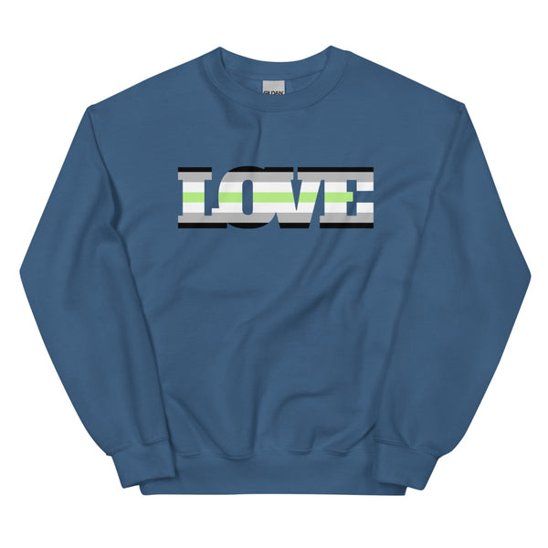 Indigo Blue Agender Love Unisex Sweatshirt by Queer In The World Originals sold by Queer In The World: The Shop - LGBT Merch Fashion