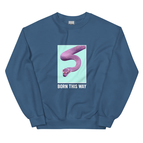 Indigo Blue Born This Way Unisex Sweatshirt by Queer In The World Originals sold by Queer In The World: The Shop - LGBT Merch Fashion