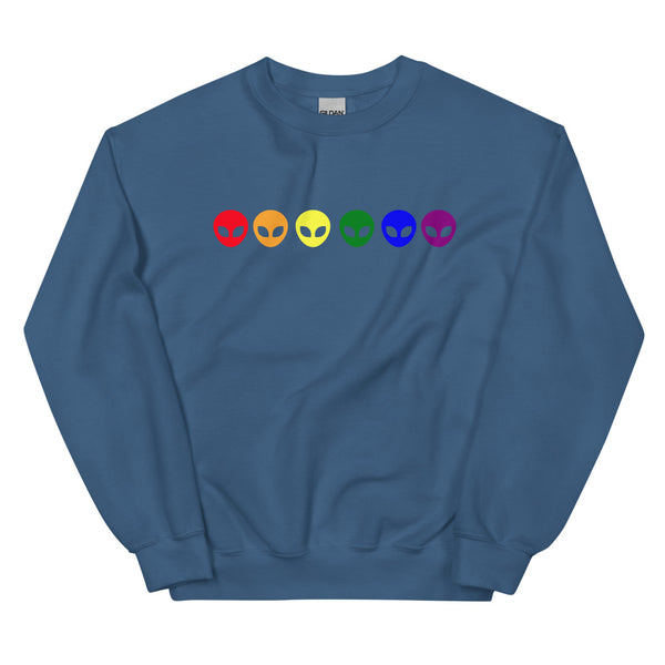 Indigo Blue Gay Alien Unisex Sweatshirt by Queer In The World Originals sold by Queer In The World: The Shop - LGBT Merch Fashion