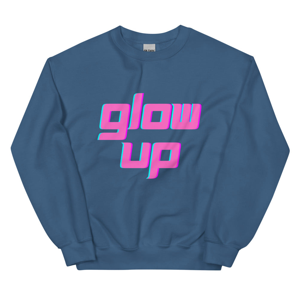 Indigo Blue Glow Up Unisex Sweatshirt by Printful sold by Queer In The World: The Shop - LGBT Merch Fashion
