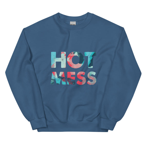 Indigo Blue Hot Mess Unisex Sweatshirt by Queer In The World Originals sold by Queer In The World: The Shop - LGBT Merch Fashion