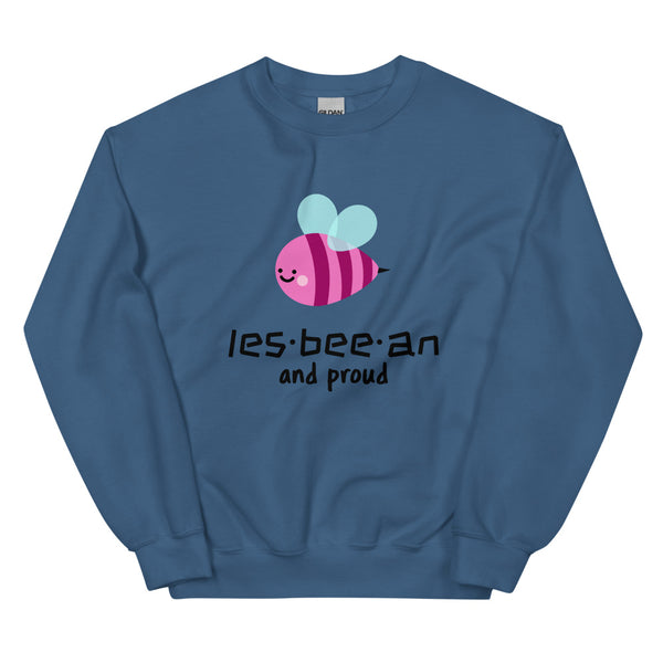 Indigo Blue Les-bee-an And Proud Unisex Sweatshirt by Queer In The World Originals sold by Queer In The World: The Shop - LGBT Merch Fashion