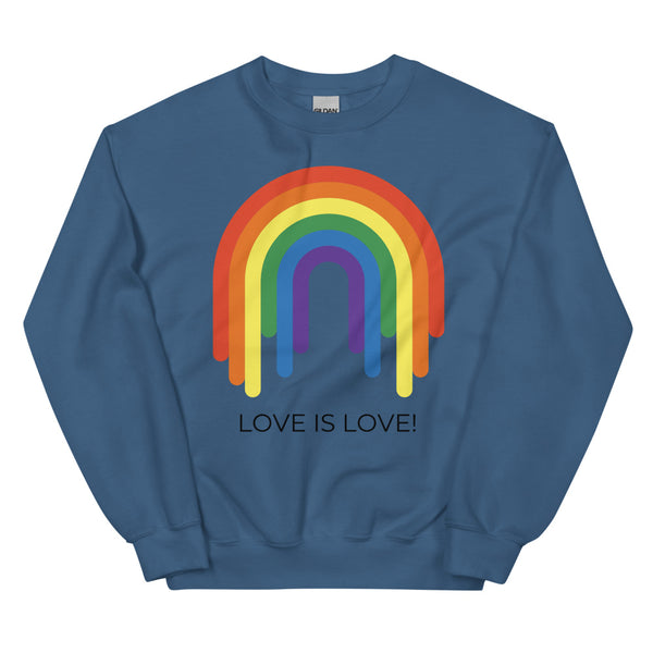 Indigo Blue Love Is Love Rainbow Unisex Sweatshirt by Queer In The World Originals sold by Queer In The World: The Shop - LGBT Merch Fashion