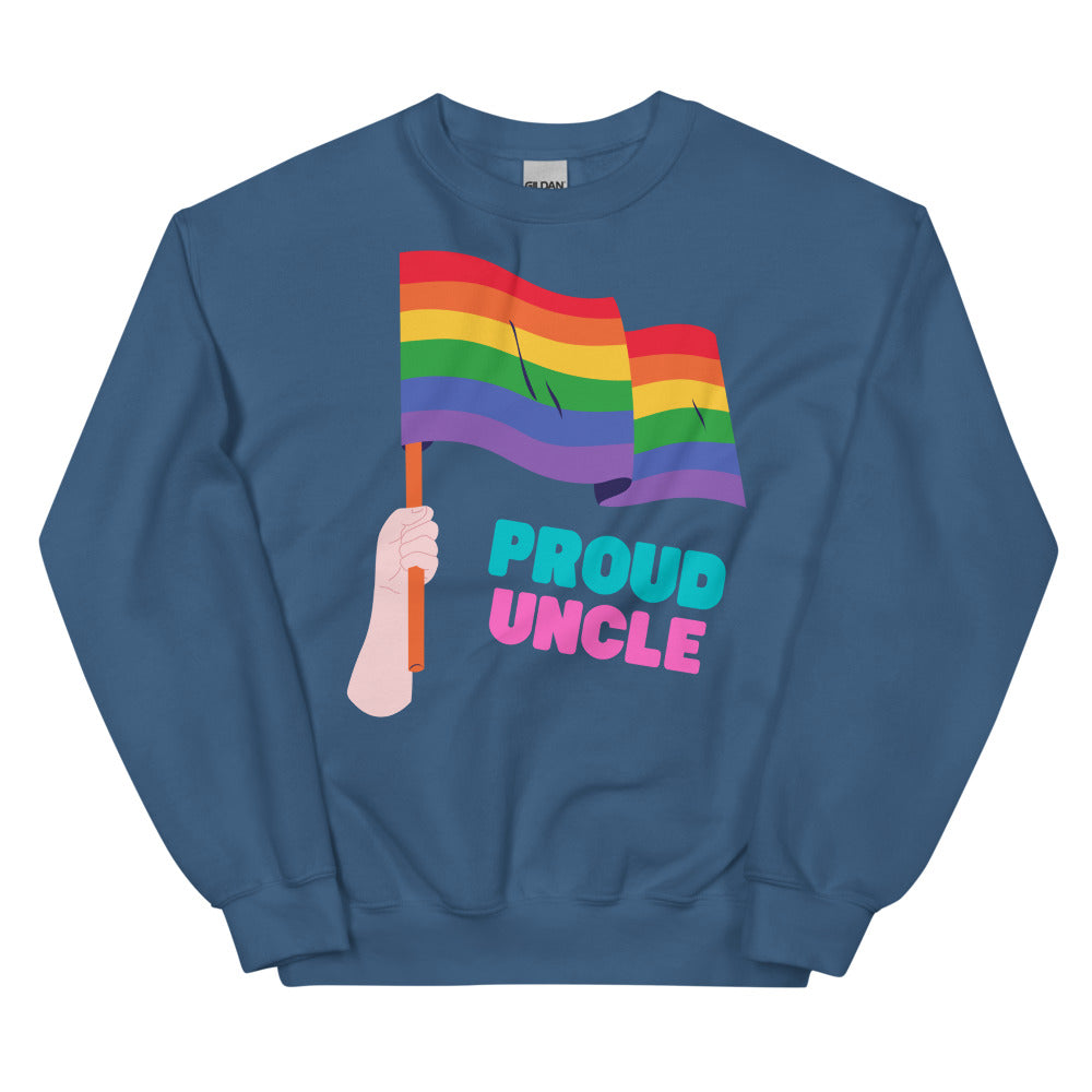 Indigo Blue Proud Uncle Unisex Sweatshirt by Queer In The World Originals sold by Queer In The World: The Shop - LGBT Merch Fashion