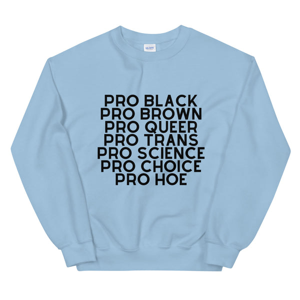 Light Blue Pro Hoe Unisex Sweatshirt by Queer In The World Originals sold by Queer In The World: The Shop - LGBT Merch Fashion