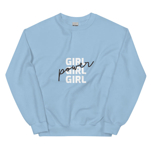 Light Blue Girl Girl Girl Power Unisex Sweatshirt by Queer In The World Originals sold by Queer In The World: The Shop - LGBT Merch Fashion