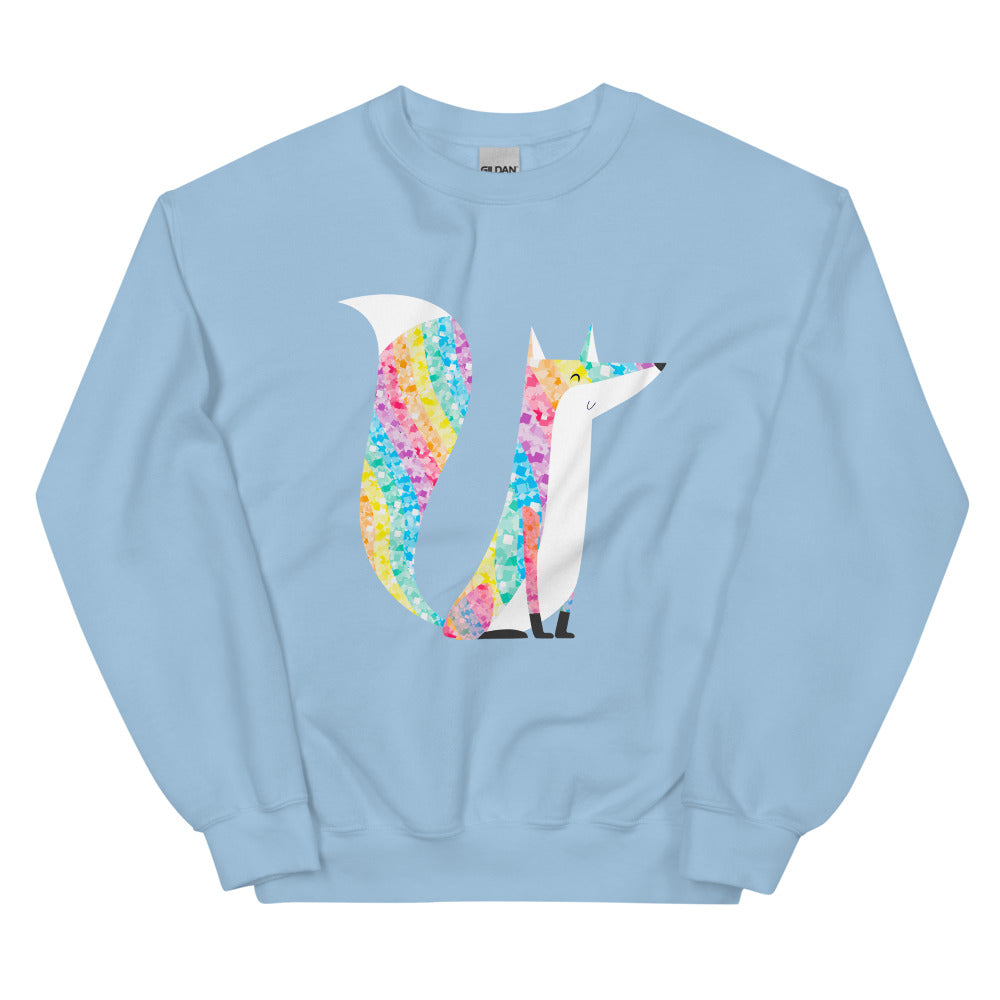 Light Blue Glitter Fox Unisex Sweatshirt by Queer In The World Originals sold by Queer In The World: The Shop - LGBT Merch Fashion
