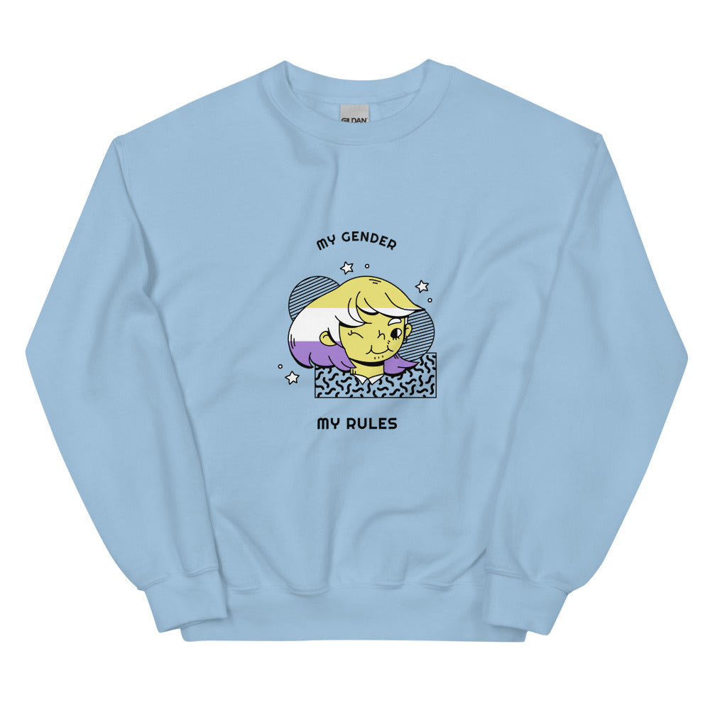 Light Blue My Gender My Rules Unisex Sweatshirt by Queer In The World Originals sold by Queer In The World: The Shop - LGBT Merch Fashion