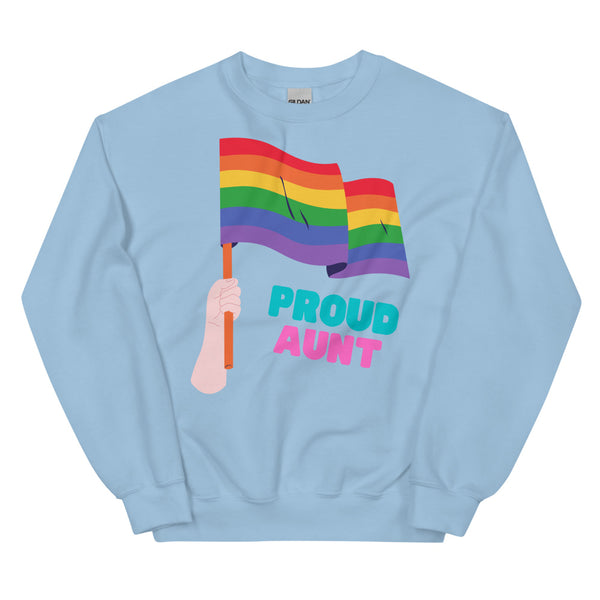 Light Blue Proud Aunt Unisex Sweatshirt by Queer In The World Originals sold by Queer In The World: The Shop - LGBT Merch Fashion