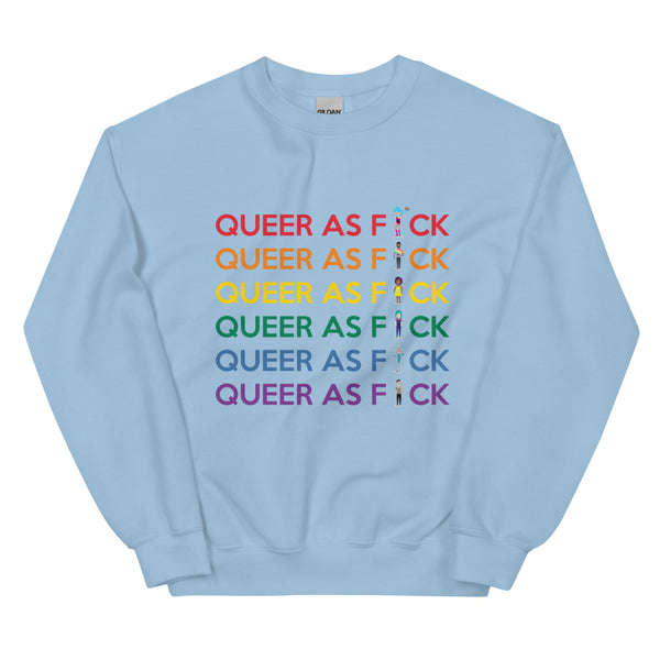 Light Blue Queer As Fu#k Unisex Sweatshirt by Queer In The World Originals sold by Queer In The World: The Shop - LGBT Merch Fashion