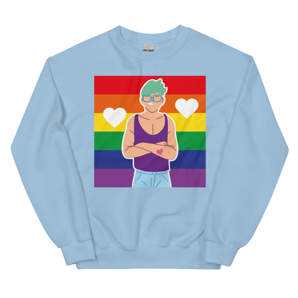 Light Blue Queer Love Unisex Sweatshirt by Queer In The World Originals sold by Queer In The World: The Shop - LGBT Merch Fashion
