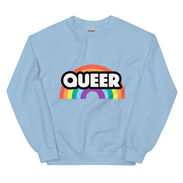 Light Blue Queer Rainbow Unisex Sweatshirt by Queer In The World Originals sold by Queer In The World: The Shop - LGBT Merch Fashion