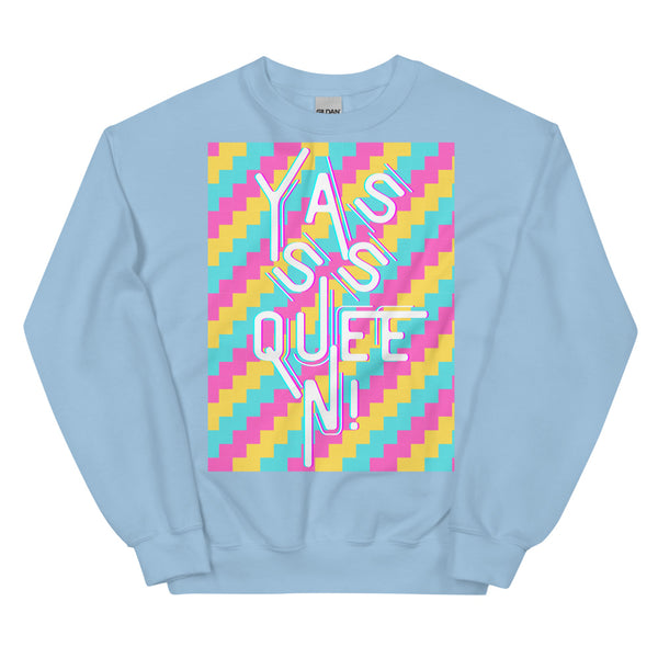 Light Blue Yasss Queen Unisex Sweatshirt by Queer In The World Originals sold by Queer In The World: The Shop - LGBT Merch Fashion