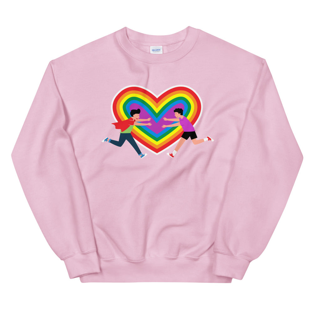 Light Pink Gay Couple Unisex Sweatshirt by Queer In The World Originals sold by Queer In The World: The Shop - LGBT Merch Fashion