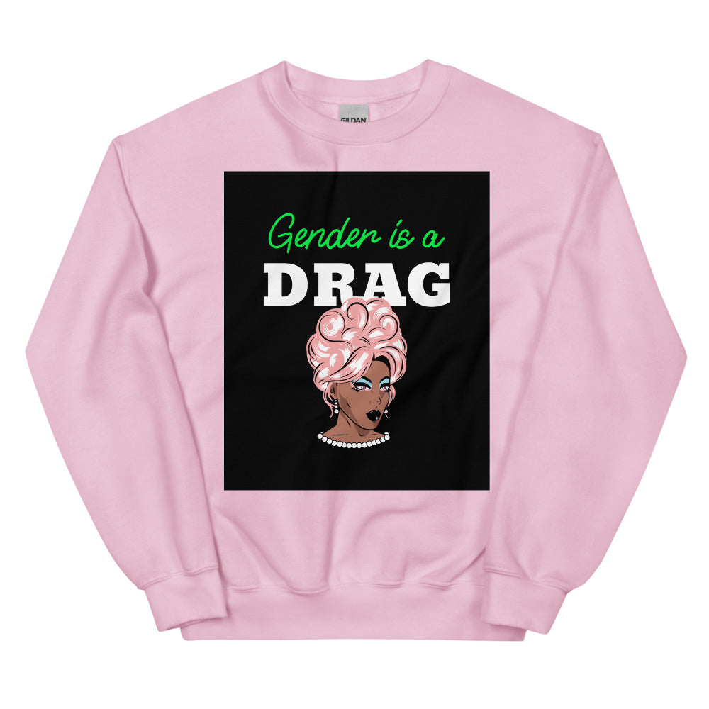 Light Pink Gender Is A Drag Unisex Sweatshirt by Queer In The World Originals sold by Queer In The World: The Shop - LGBT Merch Fashion