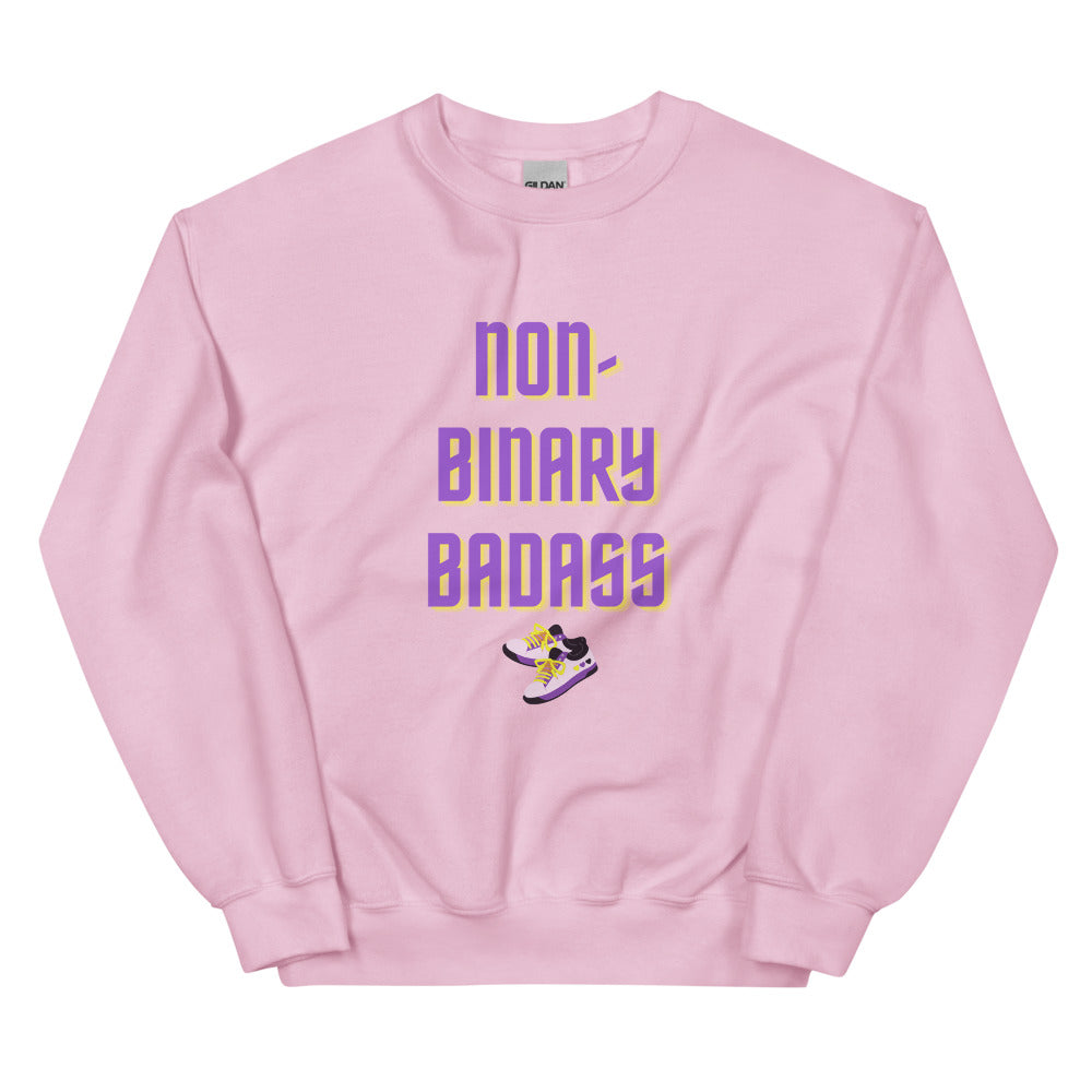 Light Pink Non-Binary Badass Unisex Sweatshirt by Queer In The World Originals sold by Queer In The World: The Shop - LGBT Merch Fashion