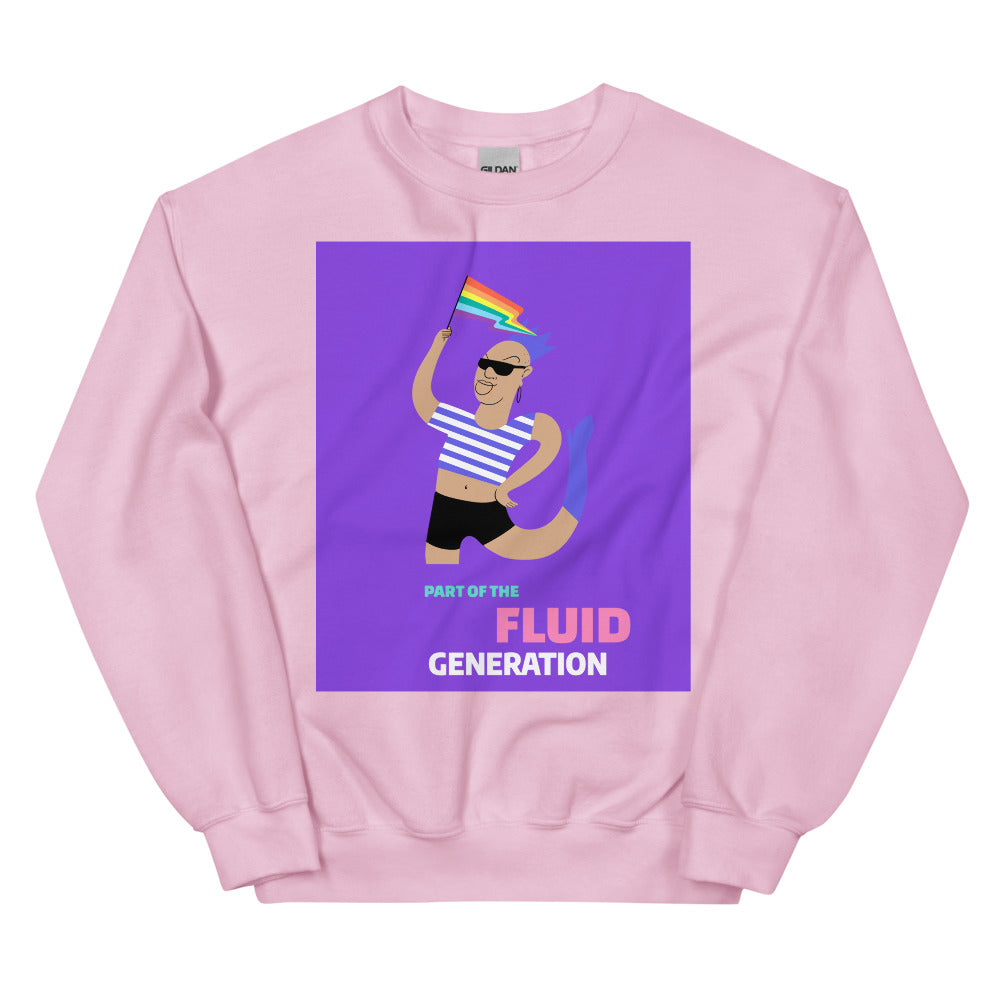 Light Pink Part Of The Fluid Generation Unisex Sweatshirt by Printful sold by Queer In The World: The Shop - LGBT Merch Fashion