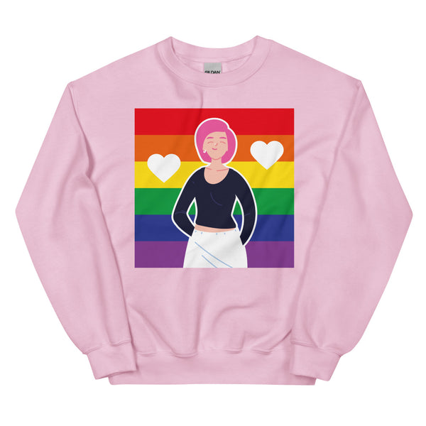 Light Pink Queer Love Is Love Is Love Unisex Sweatshirt by Queer In The World Originals sold by Queer In The World: The Shop - LGBT Merch Fashion