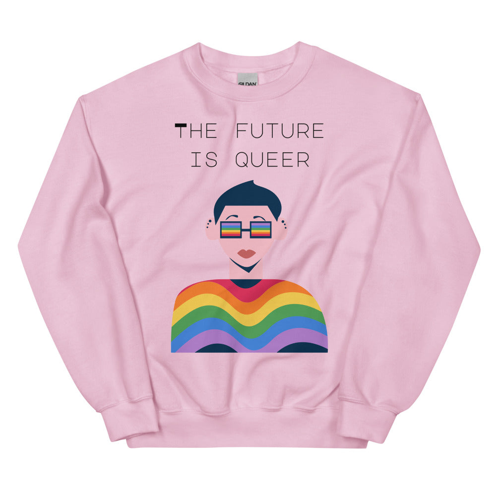 Light Pink The Future Is Queer Unisex Sweatshirt by Queer In The World Originals sold by Queer In The World: The Shop - LGBT Merch Fashion