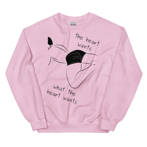 Light Pink The Heart Wants What The Heart Wants Unisex Sweatshirt by Queer In The World Originals sold by Queer In The World: The Shop - LGBT Merch Fashion