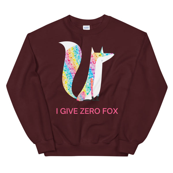 Maroon I Give Zero Fox Glitter Unisex Sweatshirt by Queer In The World Originals sold by Queer In The World: The Shop - LGBT Merch Fashion