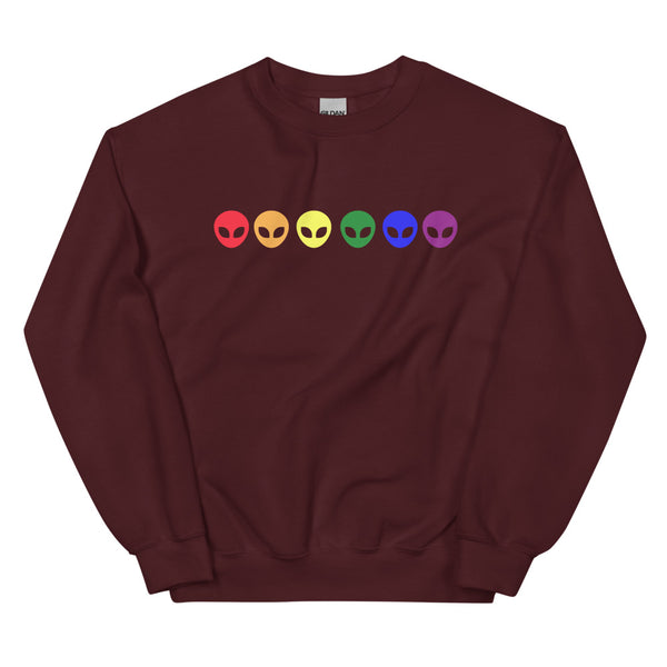 Maroon Gay Alien Unisex Sweatshirt by Queer In The World Originals sold by Queer In The World: The Shop - LGBT Merch Fashion