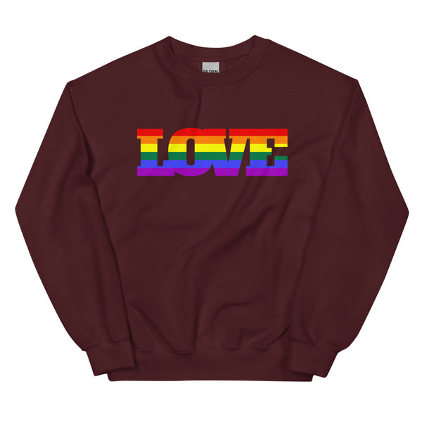 Maroon Gay Love Unisex Sweatshirt by Queer In The World Originals sold by Queer In The World: The Shop - LGBT Merch Fashion