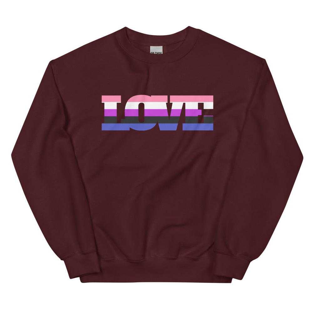 Maroon Genderfluid Love Unisex Sweatshirt by Queer In The World Originals sold by Queer In The World: The Shop - LGBT Merch Fashion