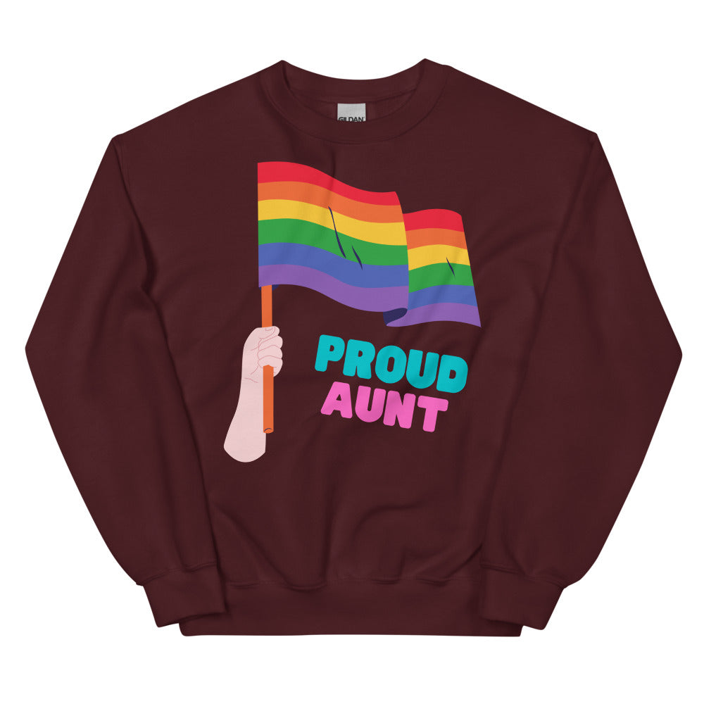 Maroon Proud Aunt Unisex Sweatshirt by Queer In The World Originals sold by Queer In The World: The Shop - LGBT Merch Fashion