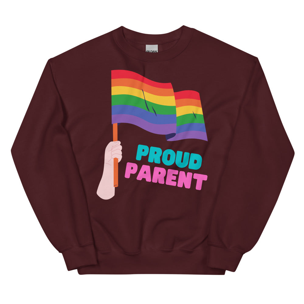 Maroon Proud Parent Unisex Sweatshirt by Queer In The World Originals sold by Queer In The World: The Shop - LGBT Merch Fashion