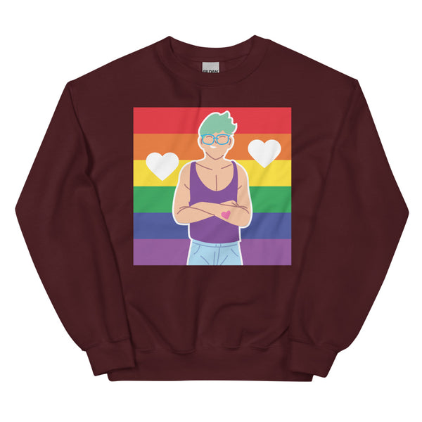 Maroon Queer Love Unisex Sweatshirt by Queer In The World Originals sold by Queer In The World: The Shop - LGBT Merch Fashion