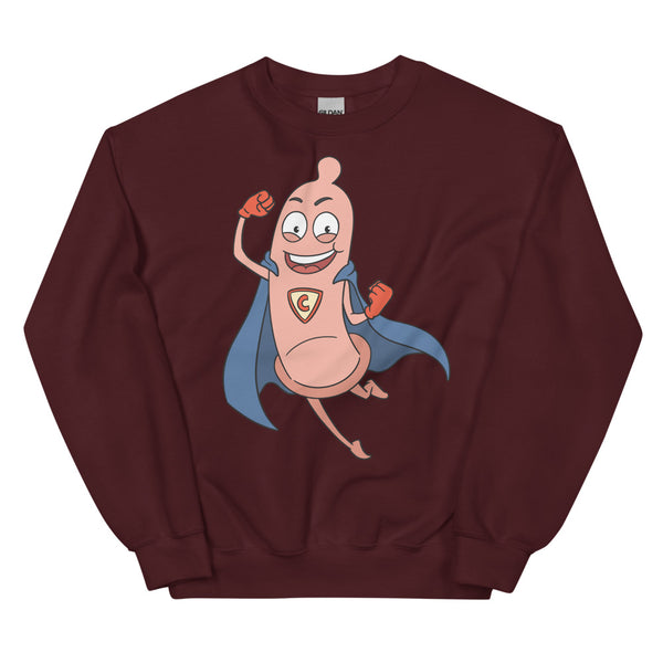 Maroon Super Condom Unisex Sweatshirt by Queer In The World Originals sold by Queer In The World: The Shop - LGBT Merch Fashion