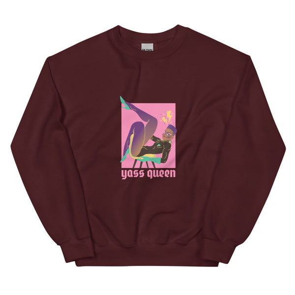 Maroon Yass Queen Unisex Sweatshirt by Queer In The World Originals sold by Queer In The World: The Shop - LGBT Merch Fashion