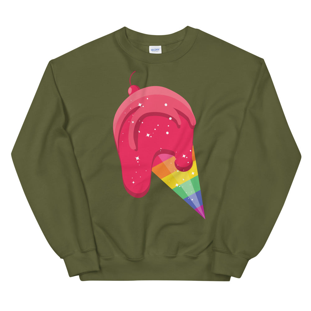 Military Green Gay Icecream Unisex Sweatshirt by Queer In The World Originals sold by Queer In The World: The Shop - LGBT Merch Fashion