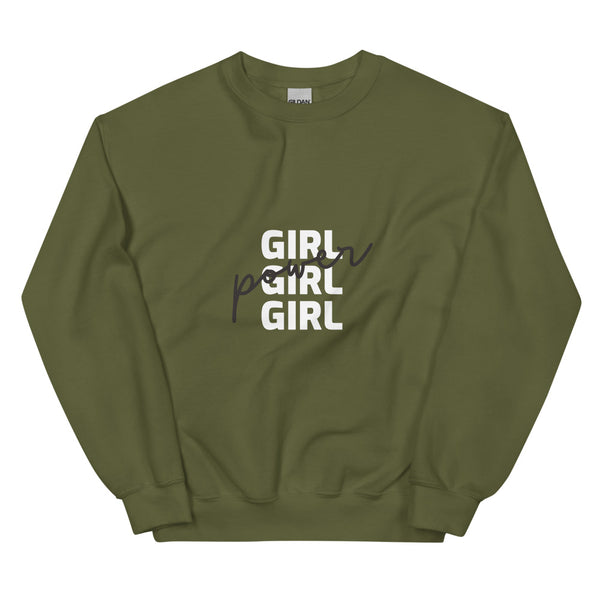 Military Green Girl Girl Girl Power Unisex Sweatshirt by Queer In The World Originals sold by Queer In The World: The Shop - LGBT Merch Fashion