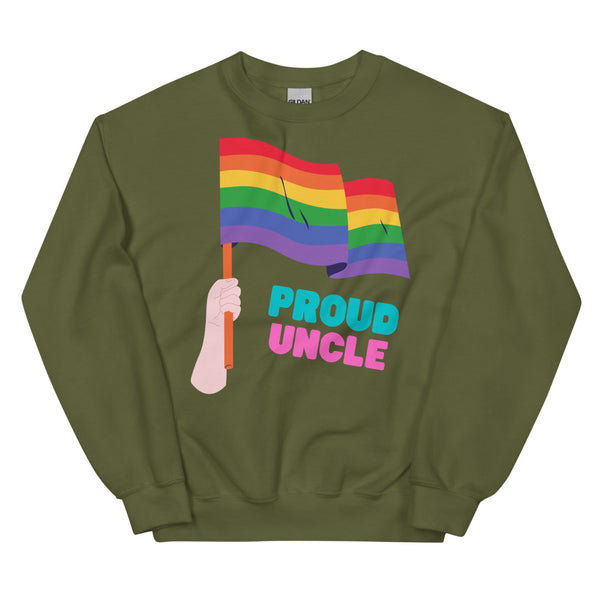 Military Green Proud Uncle Unisex Sweatshirt by Queer In The World Originals sold by Queer In The World: The Shop - LGBT Merch Fashion