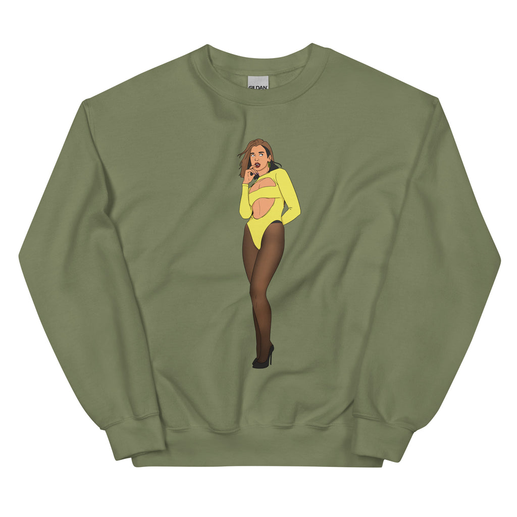 Military Green Dua Lipa Unisex Sweatshirt by Queer In The World Originals sold by Queer In The World: The Shop - LGBT Merch Fashion