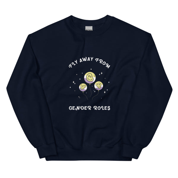 Navy Fly Away From Gender Roles Unisex Sweatshirt by Queer In The World Originals sold by Queer In The World: The Shop - LGBT Merch Fashion