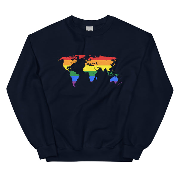 Navy Gay Map Unisex Sweatshirt by Queer In The World Originals sold by Queer In The World: The Shop - LGBT Merch Fashion