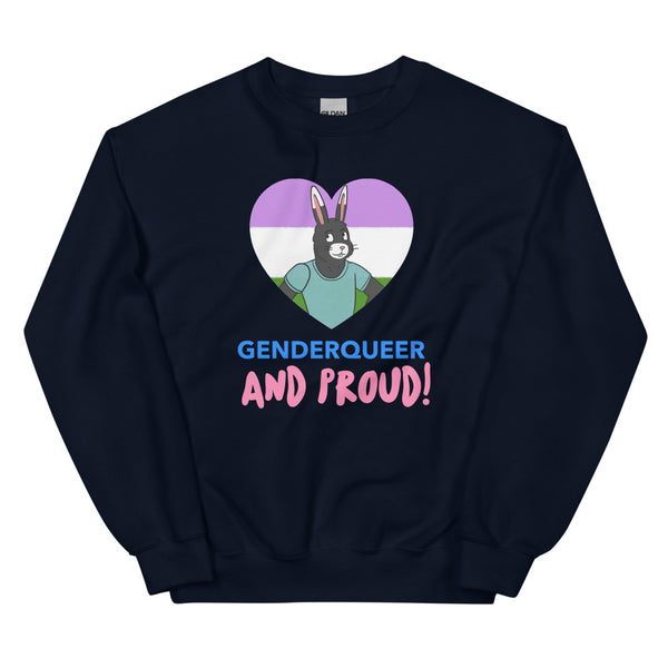 Navy Genderqueer And Proud Unisex Sweatshirt by Queer In The World Originals sold by Queer In The World: The Shop - LGBT Merch Fashion