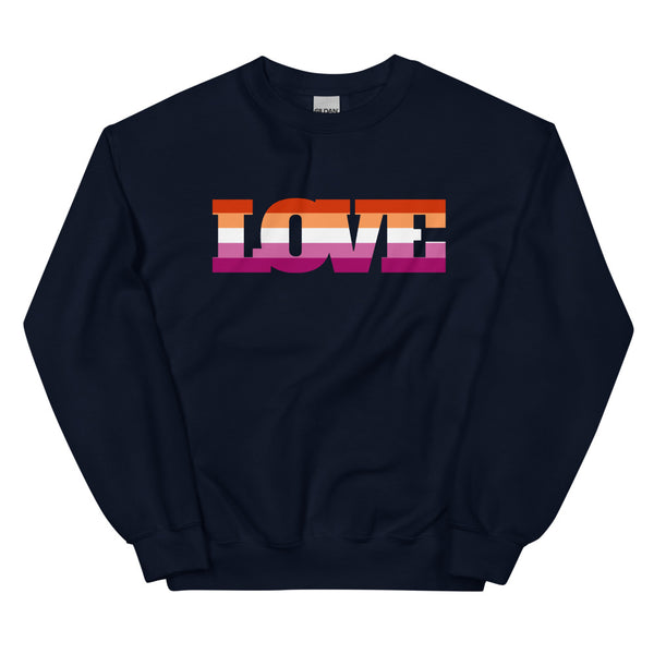 Navy Lesbian Love Unisex Sweatshirt by Queer In The World Originals sold by Queer In The World: The Shop - LGBT Merch Fashion