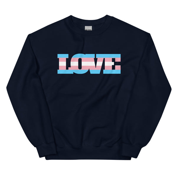 Navy Transgender Love Unisex Sweatshirt by Queer In The World Originals sold by Queer In The World: The Shop - LGBT Merch Fashion