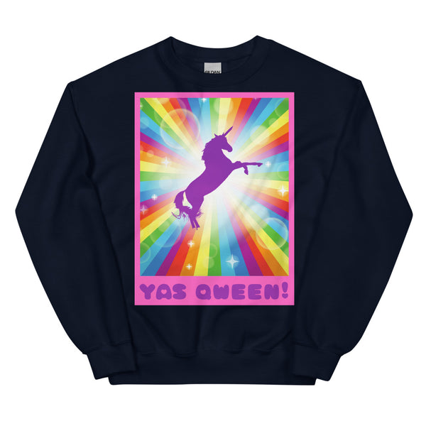 Navy Yas Qween! Unisex Sweatshirt by Queer In The World Originals sold by Queer In The World: The Shop - LGBT Merch Fashion