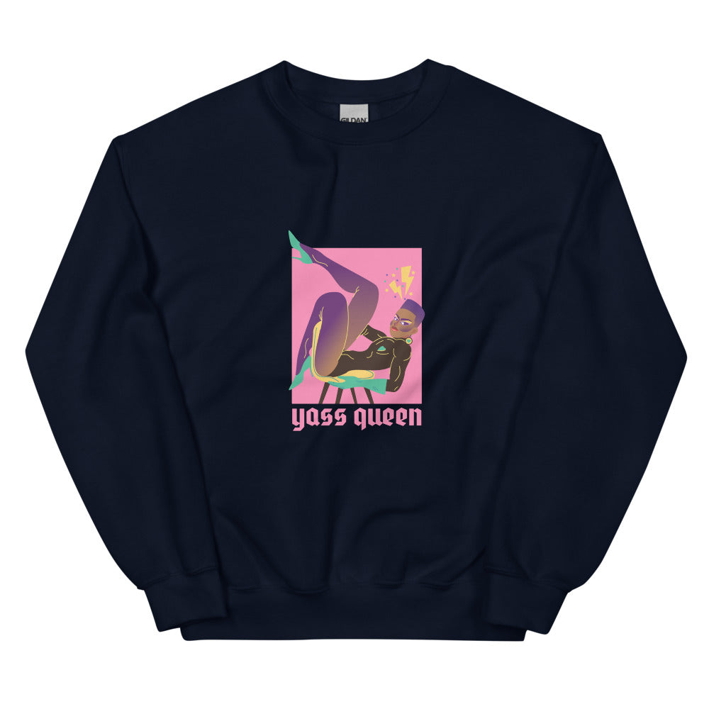 Navy Yass Queen Unisex Sweatshirt by Queer In The World Originals sold by Queer In The World: The Shop - LGBT Merch Fashion