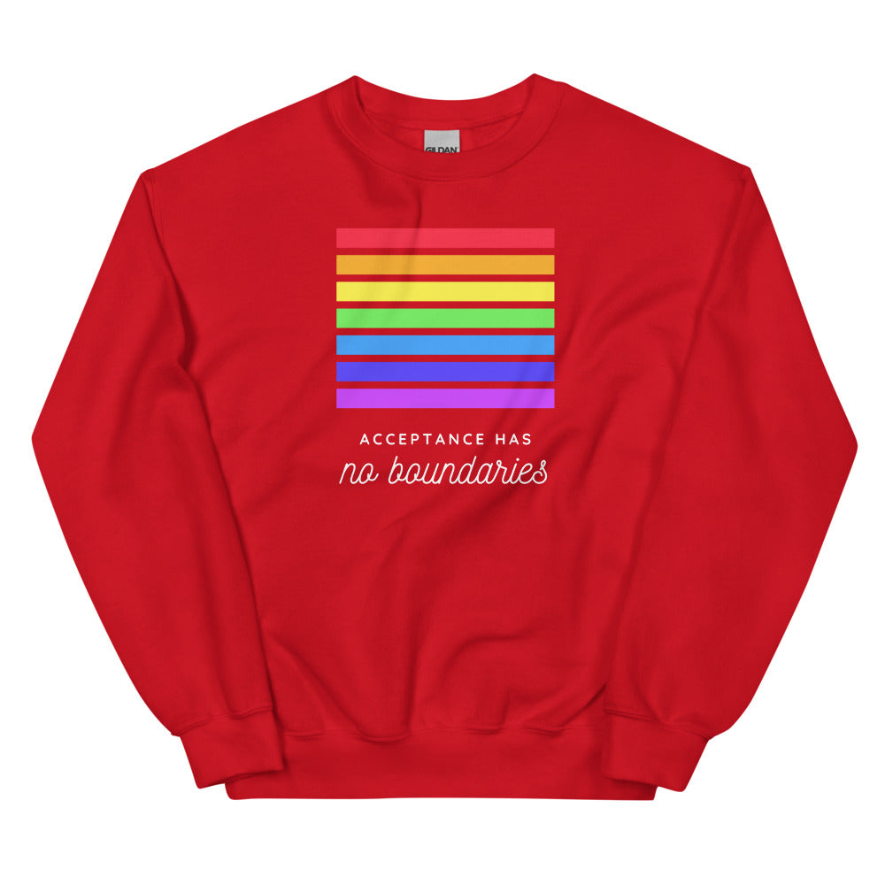 Red Acceptance Has No Boundaries Unisex Sweatshirt by Queer In The World Originals sold by Queer In The World: The Shop - LGBT Merch Fashion