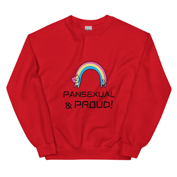 Red Pansexual & Proud Unisex Sweatshirt by Queer In The World Originals sold by Queer In The World: The Shop - LGBT Merch Fashion