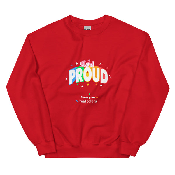Red Stand Proud Unisex Sweatshirt by Queer In The World Originals sold by Queer In The World: The Shop - LGBT Merch Fashion