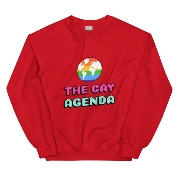 Red The Gay Agenda Unisex Sweatshirt by Queer In The World Originals sold by Queer In The World: The Shop - LGBT Merch Fashion