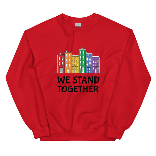 Red We Stand Together Unisex Sweatshirt by Queer In The World Originals sold by Queer In The World: The Shop - LGBT Merch Fashion