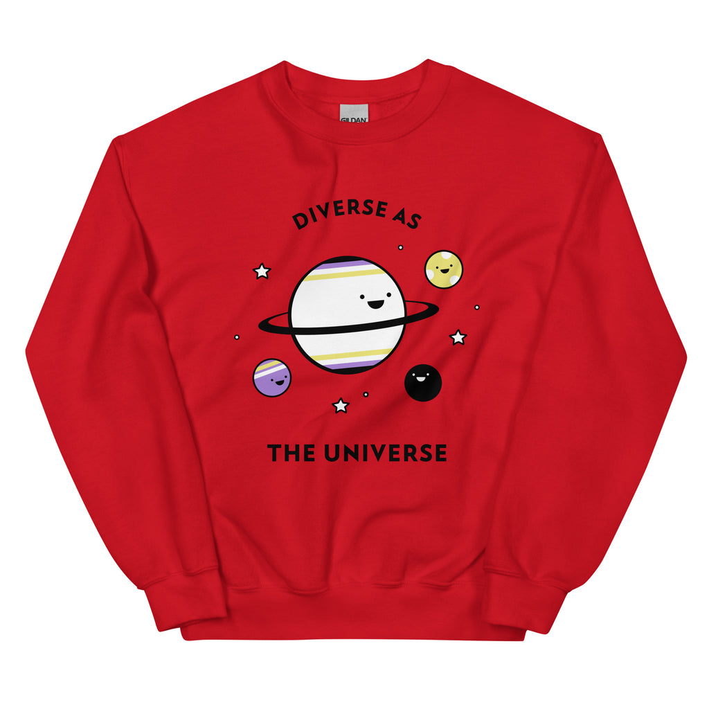 Red Diverse As the Universe Unisex Sweatshirt by Queer In The World Originals sold by Queer In The World: The Shop - LGBT Merch Fashion